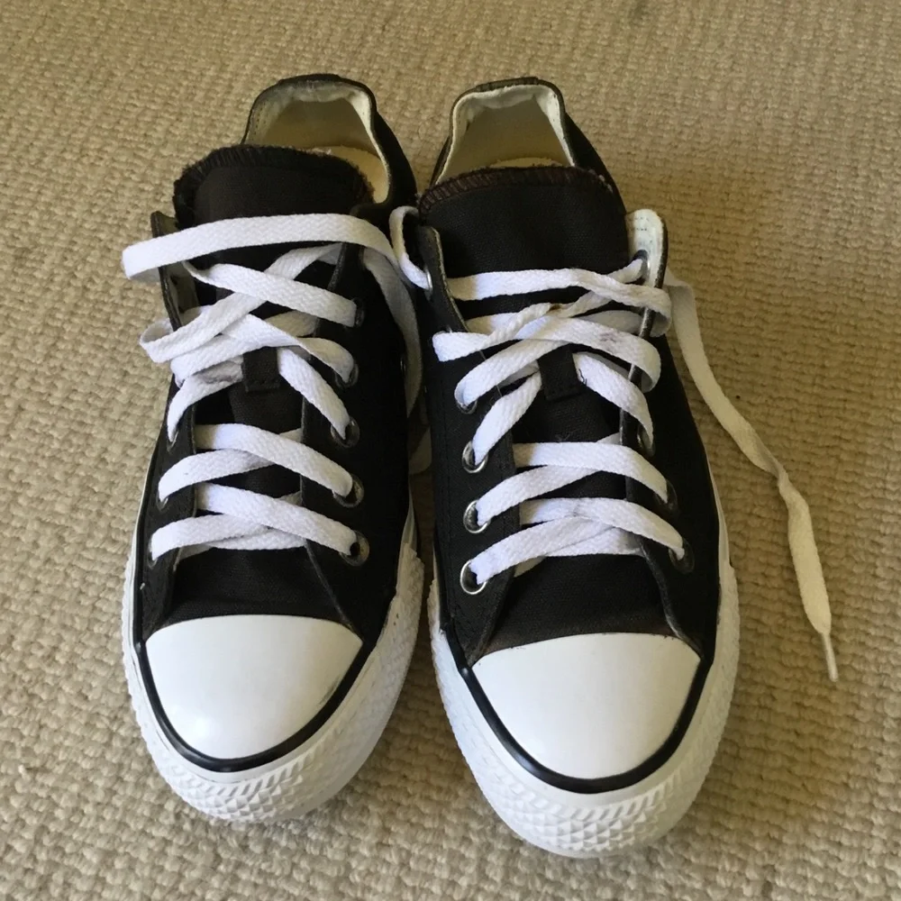 Classic Black Canvas Kids Sneakers with White Trim